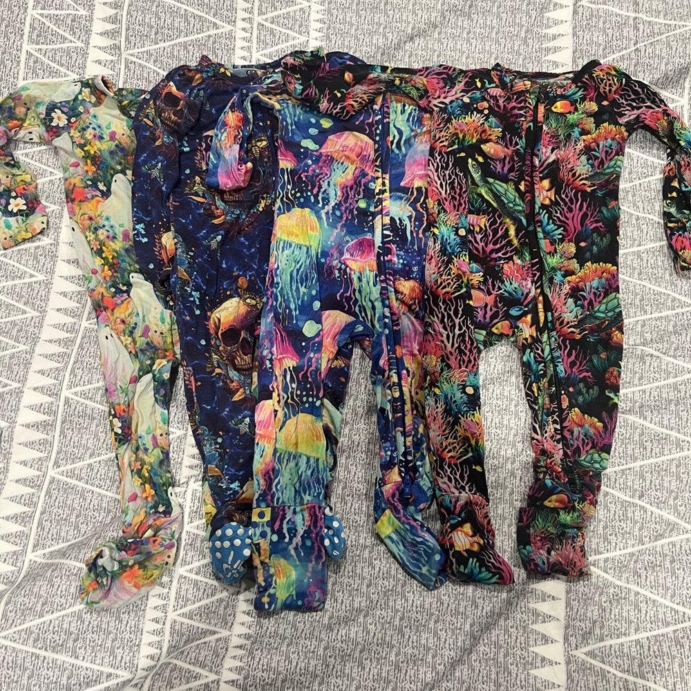 Bums and Roses Convertible Rompers and Footie